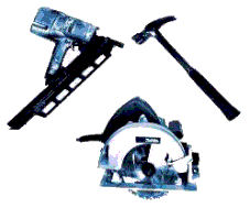 hammer, saw, nail gun