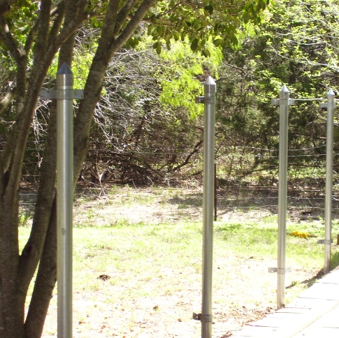 Close view of steel posts.
