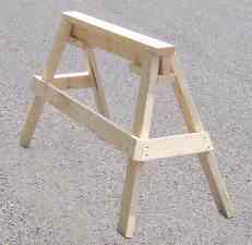 Picture of a single wooden sawhorse